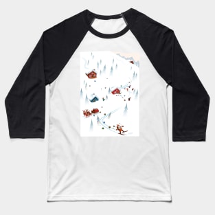 Santa Claus Skier Baseball T-Shirt